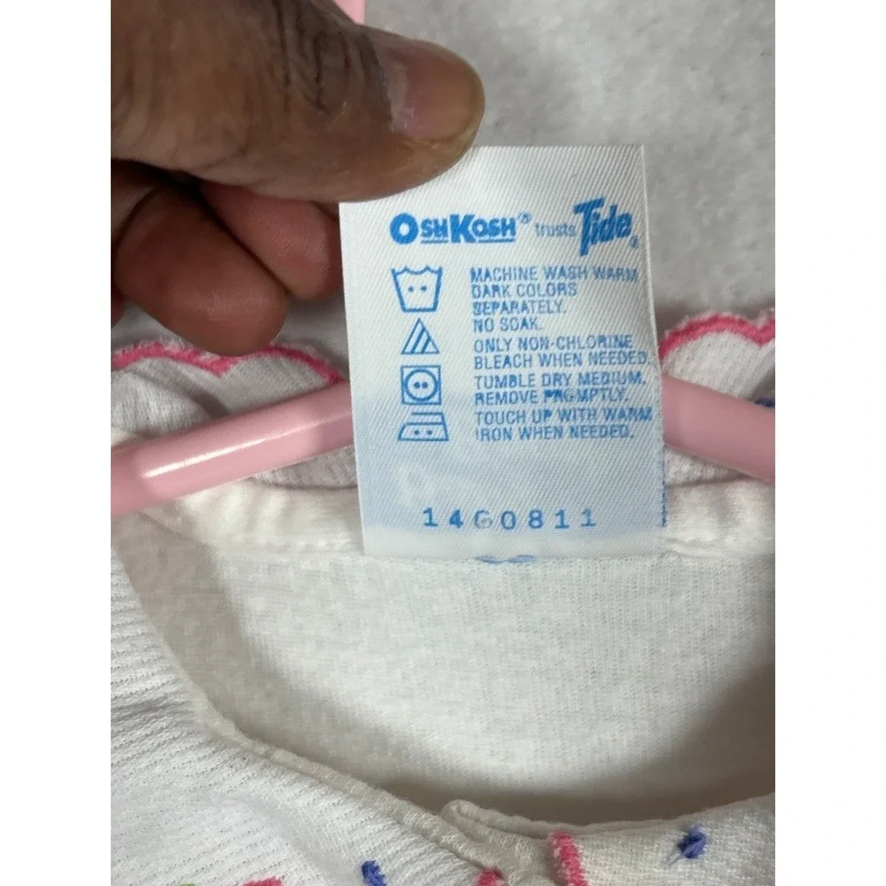 Baby‎ OshKosh White Cotton Floral Peter Pan Collar Puff Sleeve Top 6-9 Months